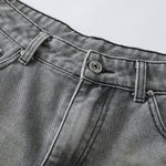 Splash Print Distressed Wash Denim Bermuda Shorts