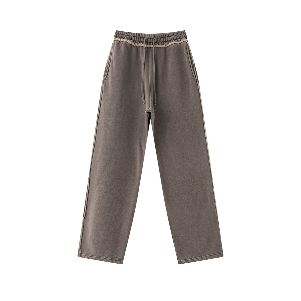 Raw Edge Straight Leg Fleece Sweatpants