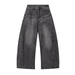 Faded Grey Distressed Wide Leg Vintage Jeans