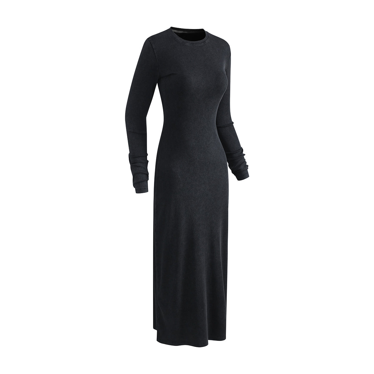 Slim Fit Long Sleeves Ribbed Midi Dress