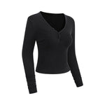 Long-Sleeve Ribbed Henley Top 8.25oz