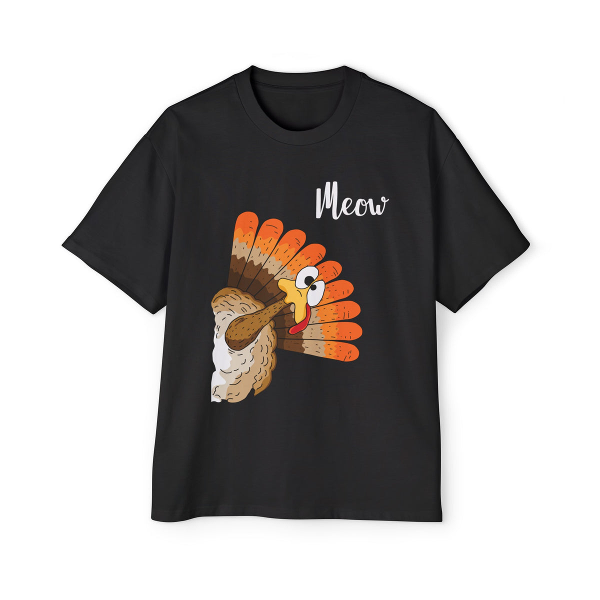 Turkey Meow Funny Thanksgiving Graphic Tee-INNBLAC Fashion Apparel
