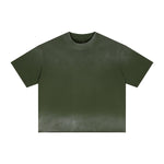 Boxy Raw Edge Washed Loose Short Sleeve Tee