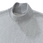 Mock Neck Drop Shoulder Sweatshirt Loose Sleeve Curved Hem
