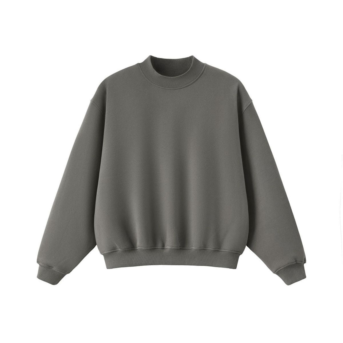 Heavyweight Fleece‑Lined Boxy Mock Neck Old‑Money Sweatshirt