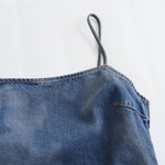 Falda vaquera con bordado de perlas y lavado vintage