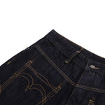 Raw Indigo Embroidered Pocket Denim Bermuda Shorts