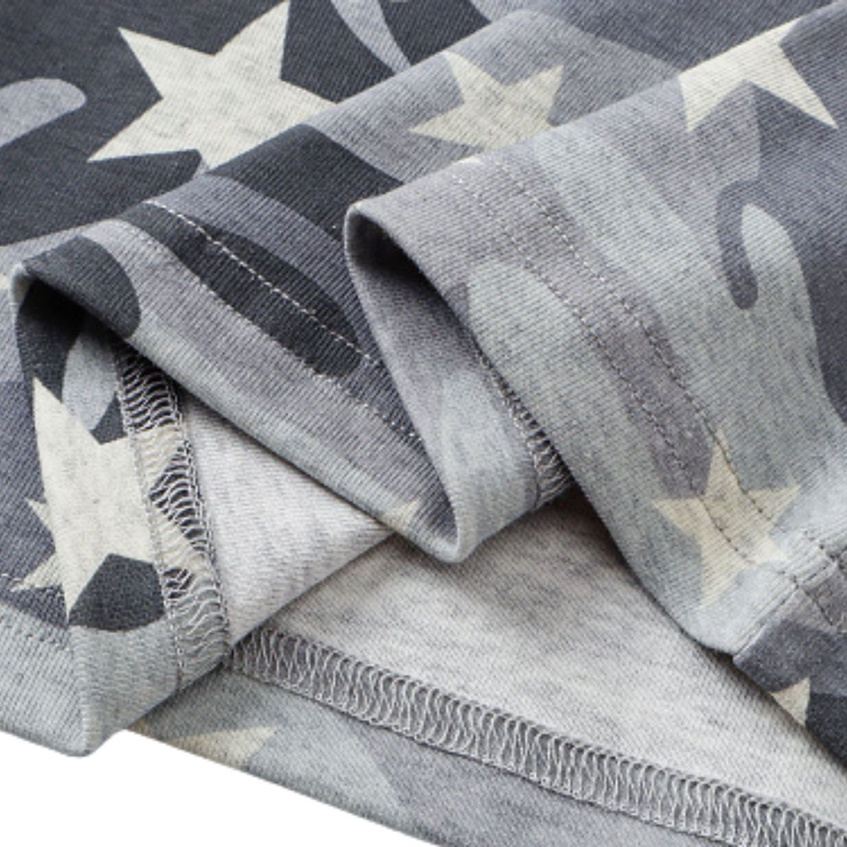 Star Camo Cropped Slim Fit Long Sleeve Layering Base Top