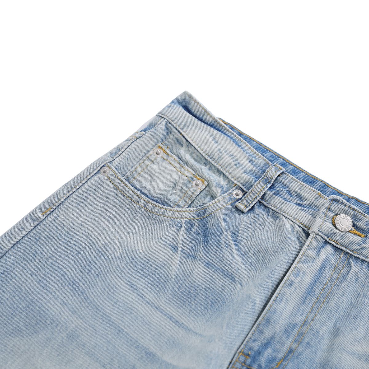 Vintage Washed Light Blue Whiskered Slim Flare Jeans