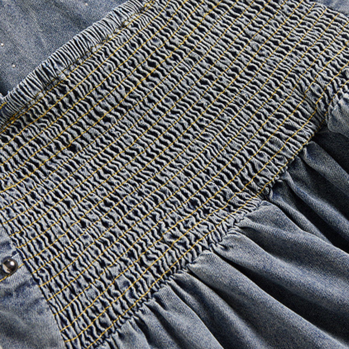 Spaghetti Strap Denim Studded Midi Dress