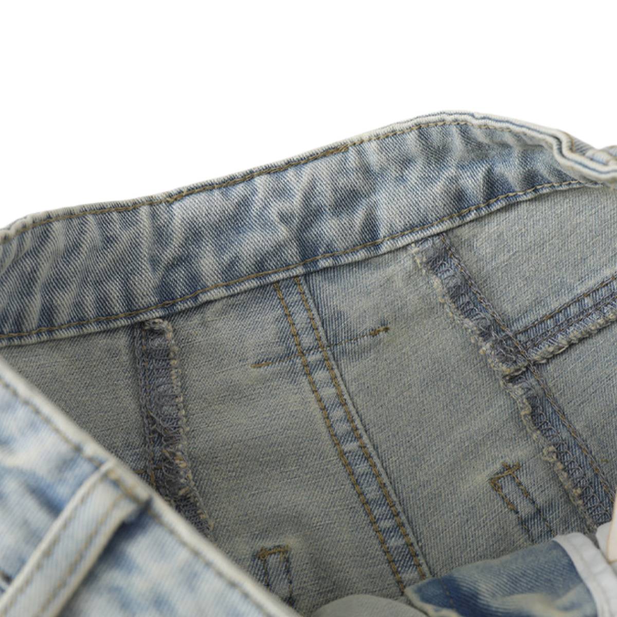 American Retro Frayed Hem Star Graphic Loose Fit Denim Trousers