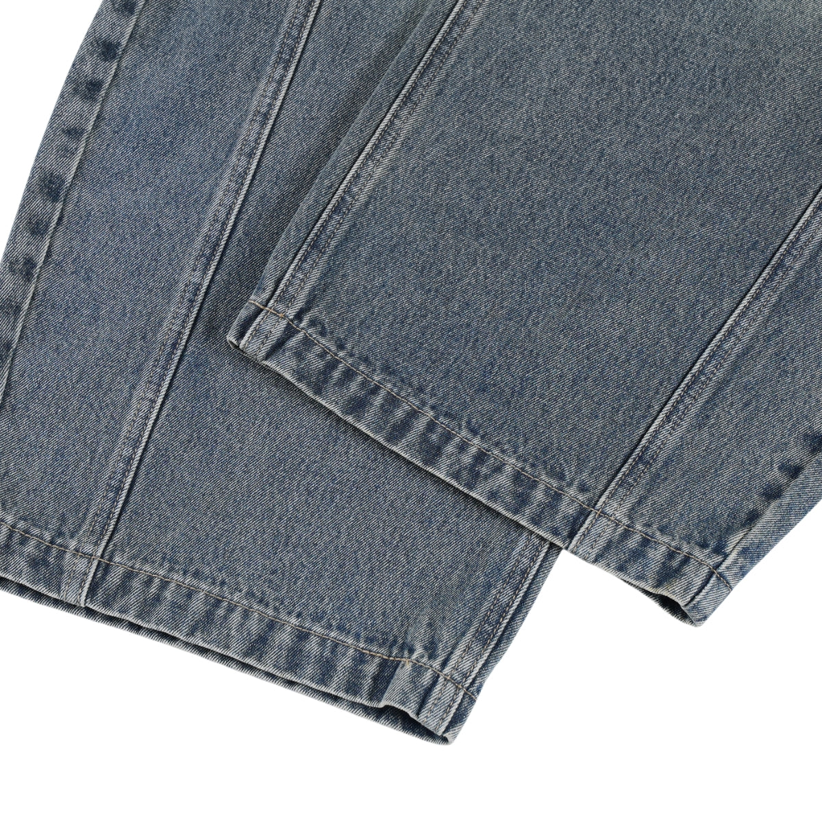 Laser Print Vintage Curved Denim Wide Leg Jeans