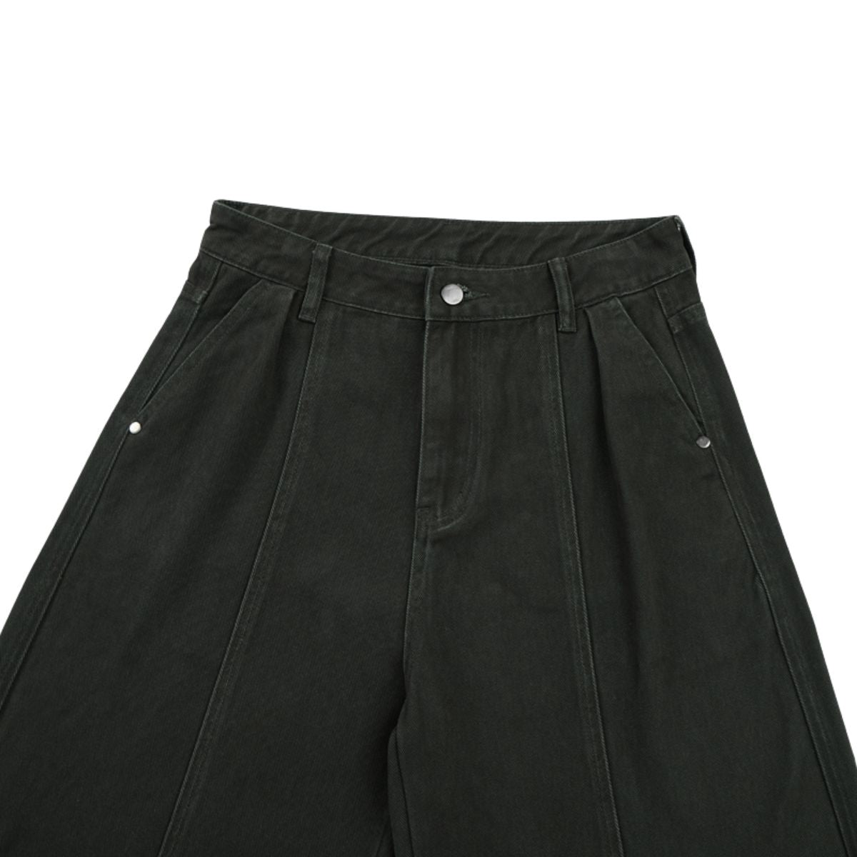 Relaxed Fit Seam Accent Wide‑Leg Trousers