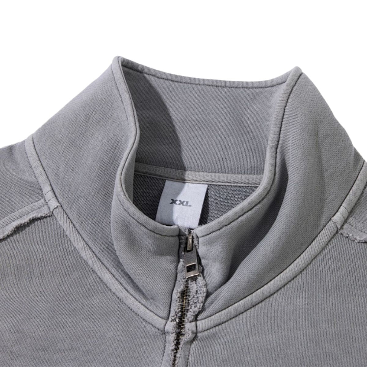 Heavyweight Cotton Stand Collar Washed Full‑Zip Sweatshirt