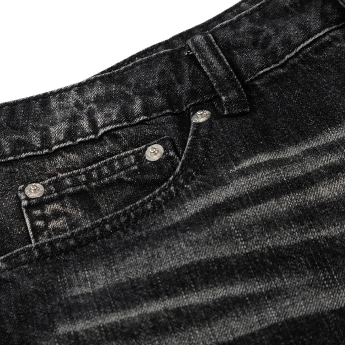 Gradient Cat Whisker Heavy-Wash Baggy Wide-Leg Jeans
