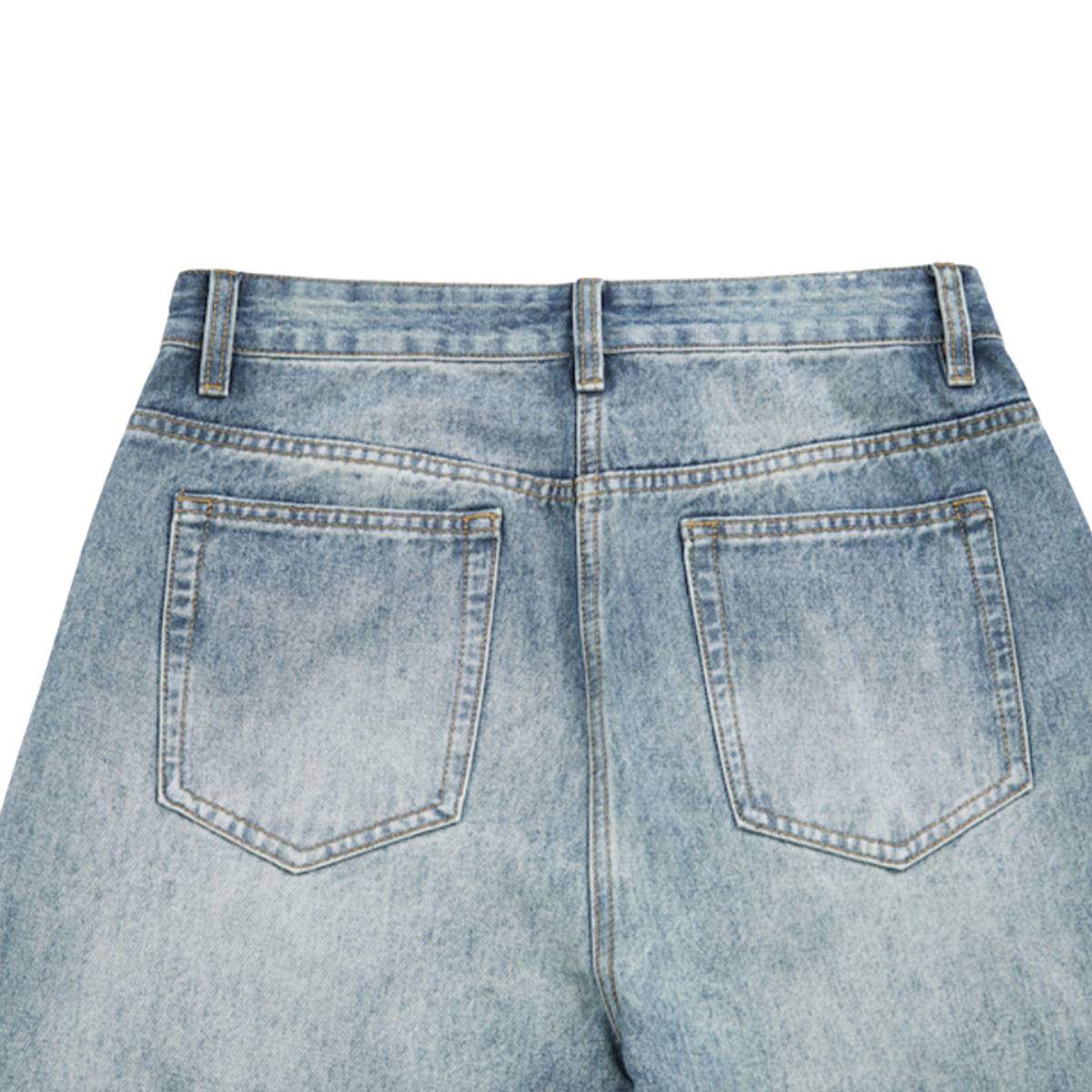 Vintage Whiskered Gradient Washed High Waist Barrel Wide Leg Denim Jeans