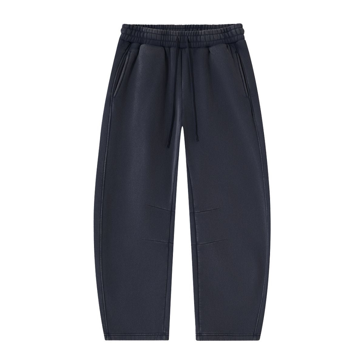 Vintage Washed Fleece‑Lined Elastic Waist Curved Leg Pants