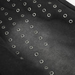 Vintage Washed Distressed Eyelet‑Stud Relaxed Wide‑Leg Trousers