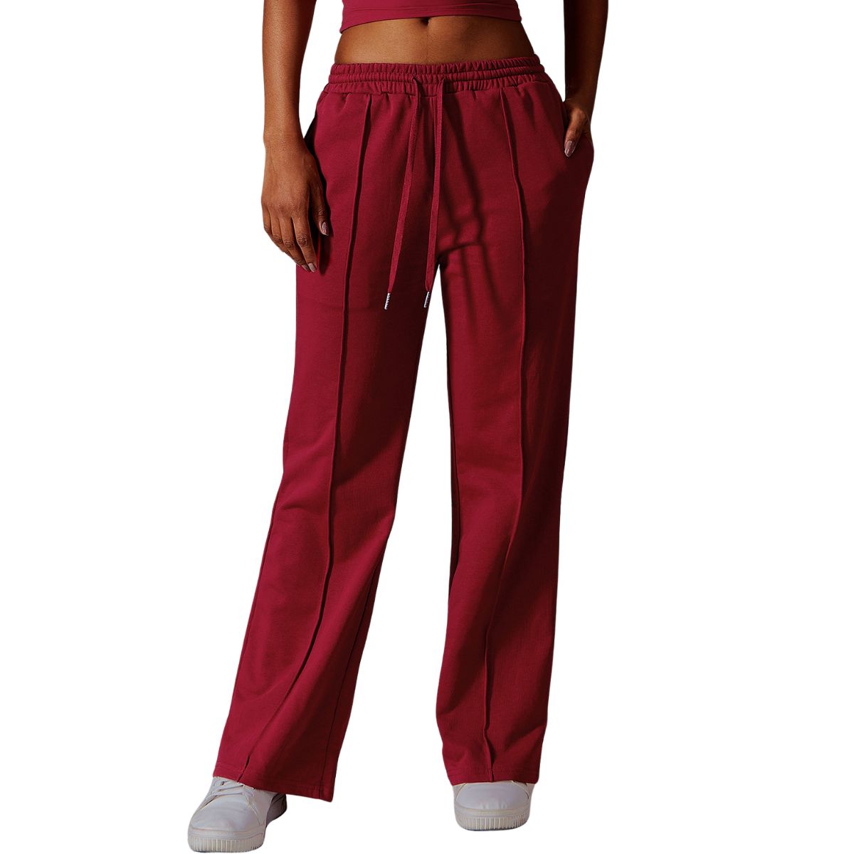 Women's Solid Pleated Cotton Trousers