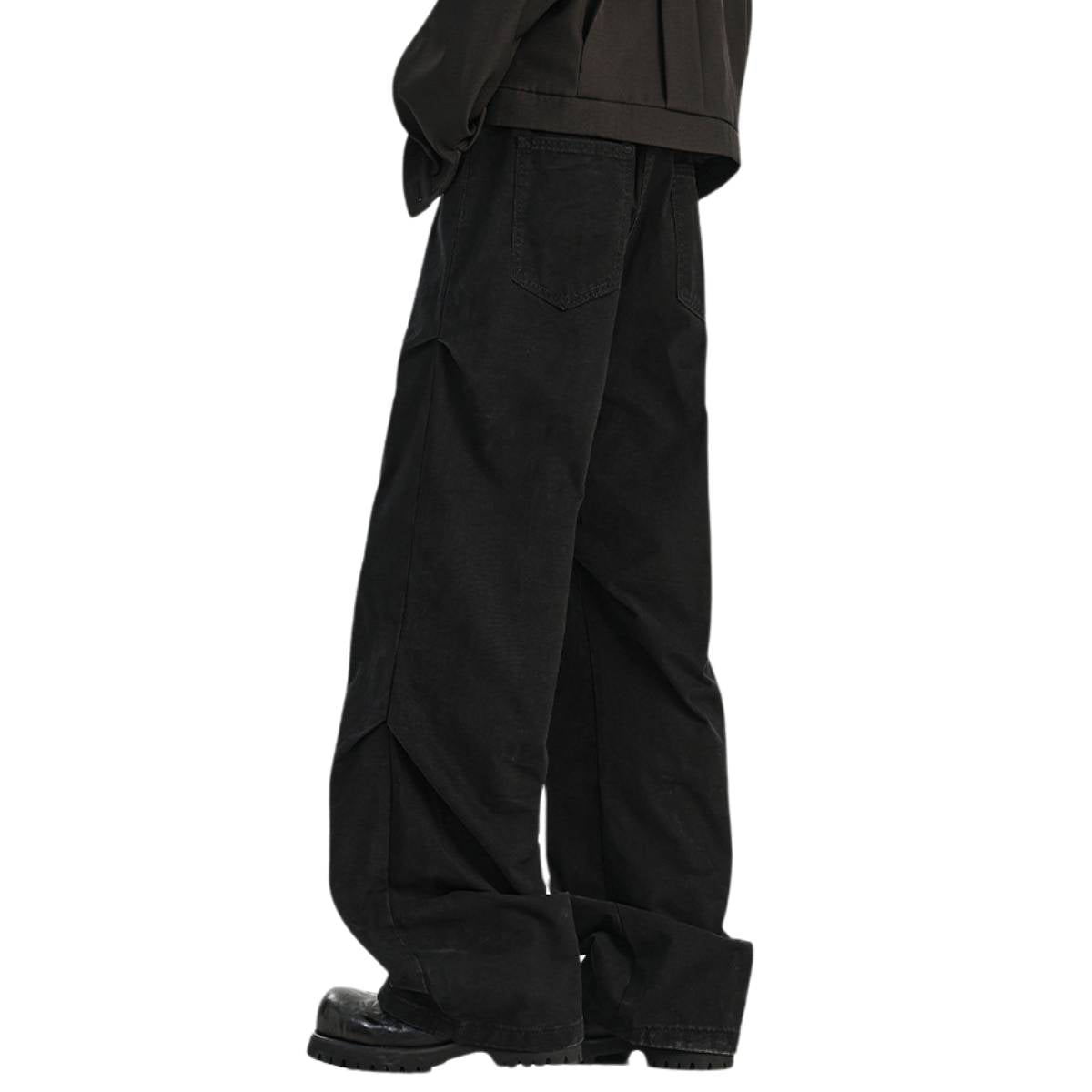 Solid Color Vintage Washed Panel Detail Relaxed Cargo Pants