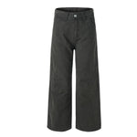 Pantalones de algodón con pierna ancha y color liso