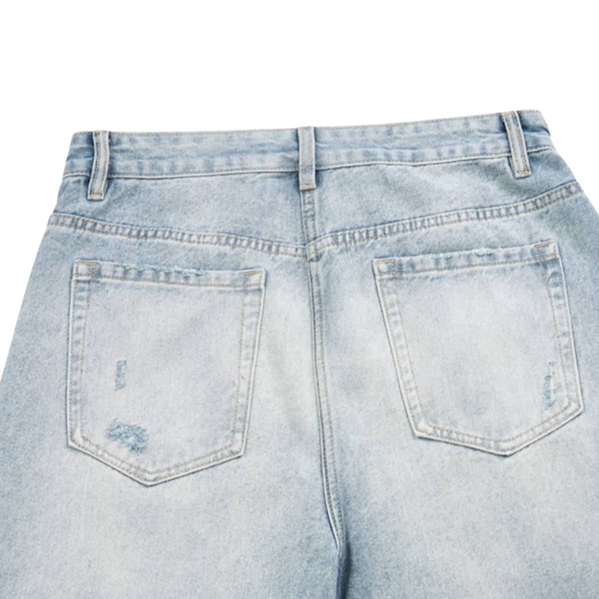 Washed Whiskered Balloon Fit Denim Jeans