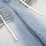 Vintage Washed Distressed Cat Whisker Denim Bermuda Shorts