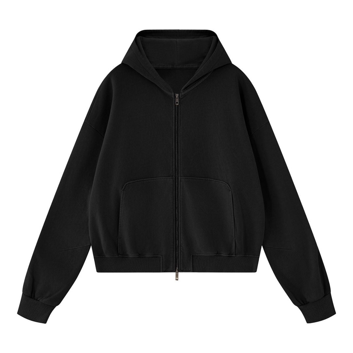 Vintage Washed Cotton Double‑Zip Hoodie