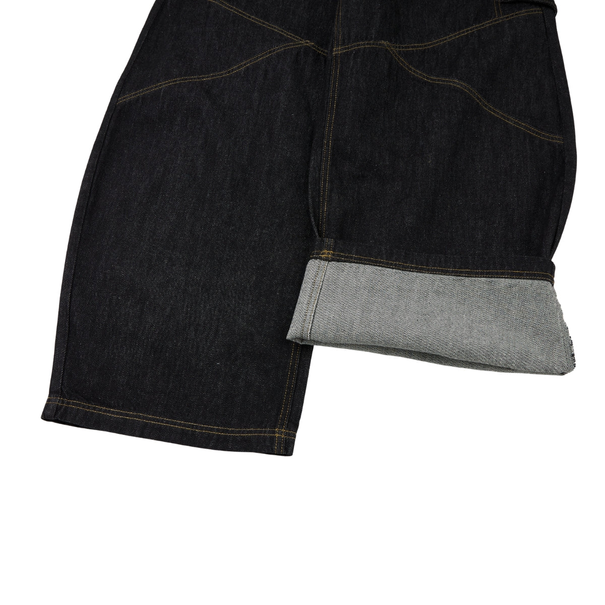 Washed Contrast-Stitch Baggy Relaxed Carpenter Denim Pants