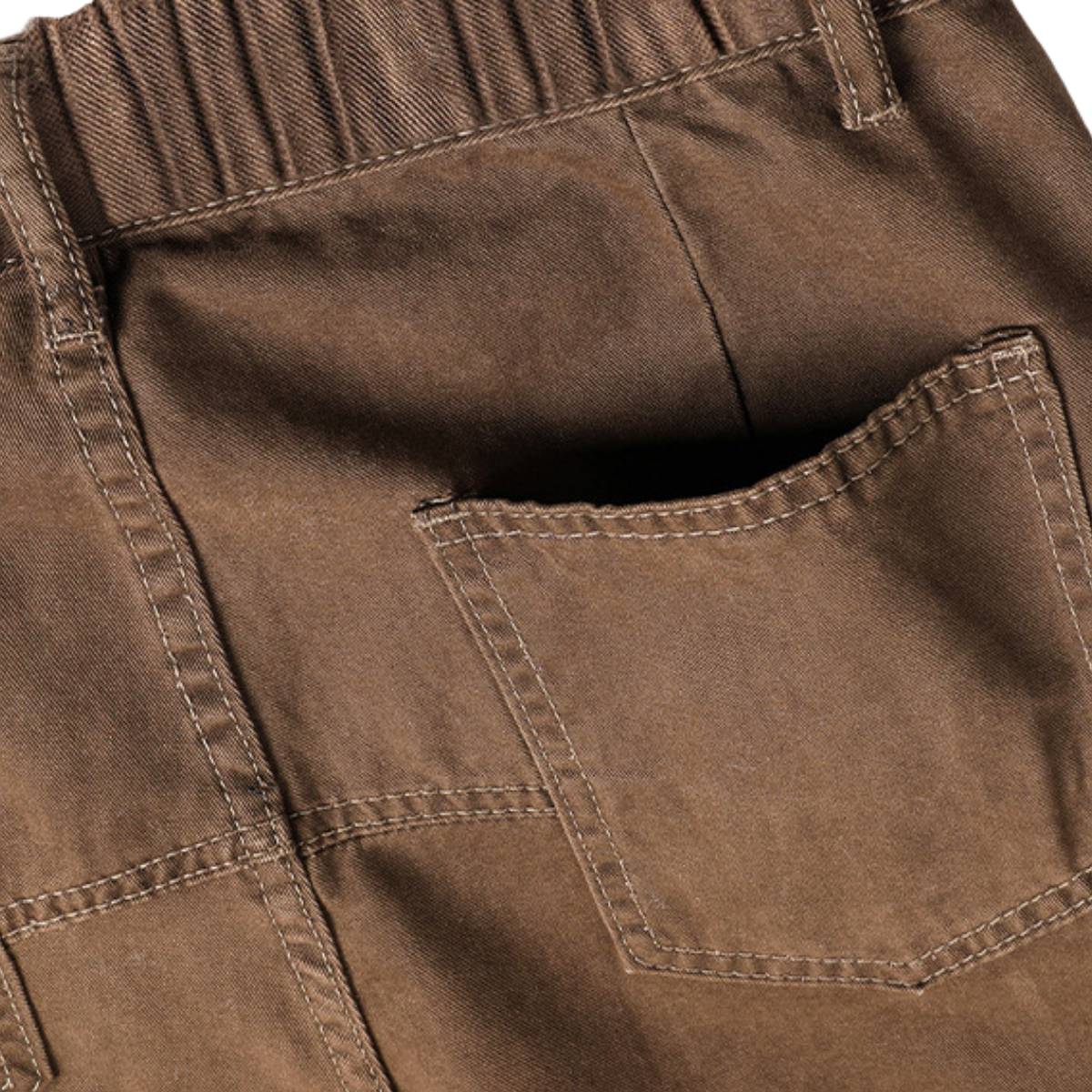 American Workwear Relaxed Solid Patchwork Wide-Leg Utility Cargo Pants