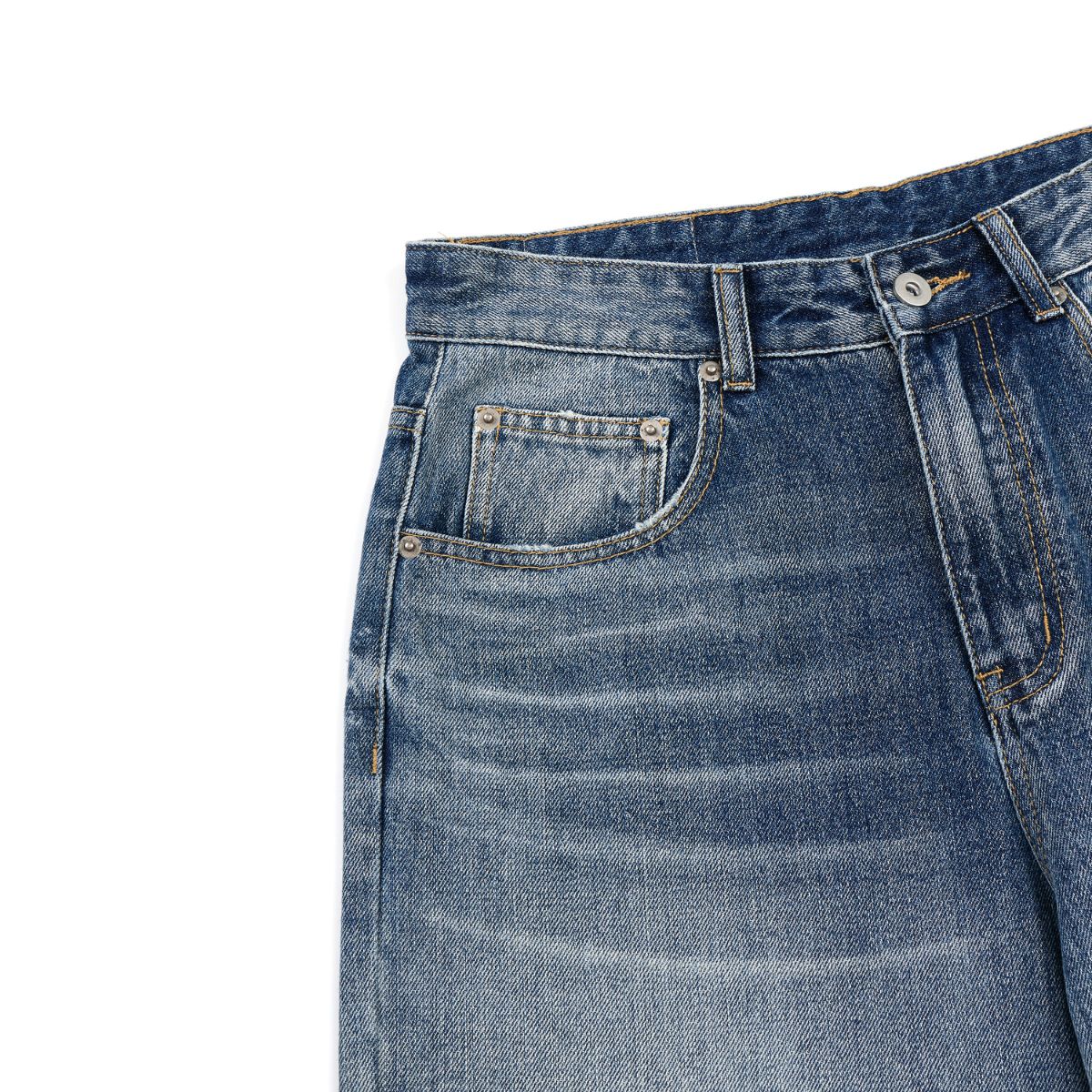 Vintage Splash Paint Washed Whisker Denim Pants