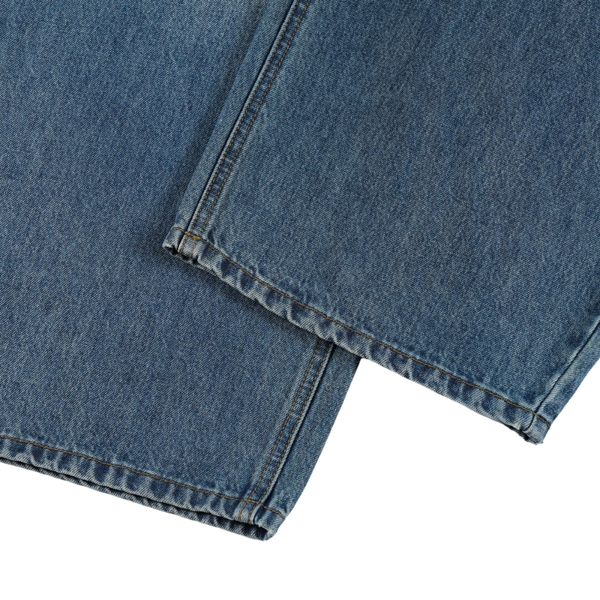 Vintage Wash Faux Layered Baggy Curved Leg Denim Jeans