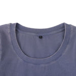 Women's Cotton Snow Wash U Neck Long Sleeve Cropped T-Shirt