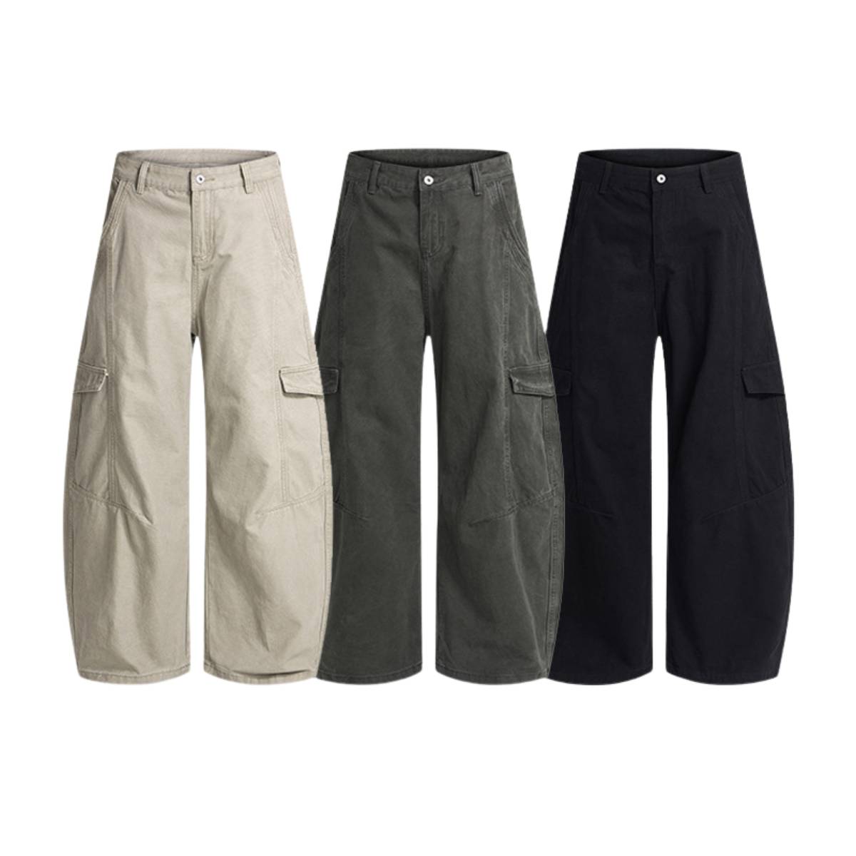 Pantalones de algodón con pierna ancha y color liso