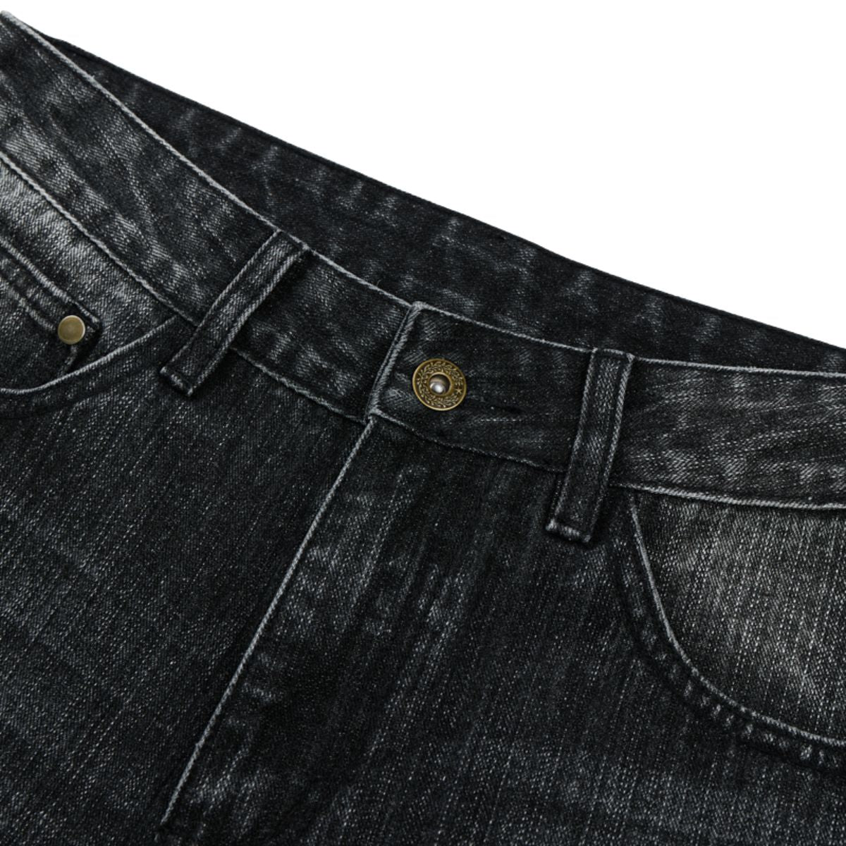 Vintage Washed Black Wide‑Leg Jeans