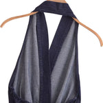 Falda vaquera con bordado de perlas y lavado vintage