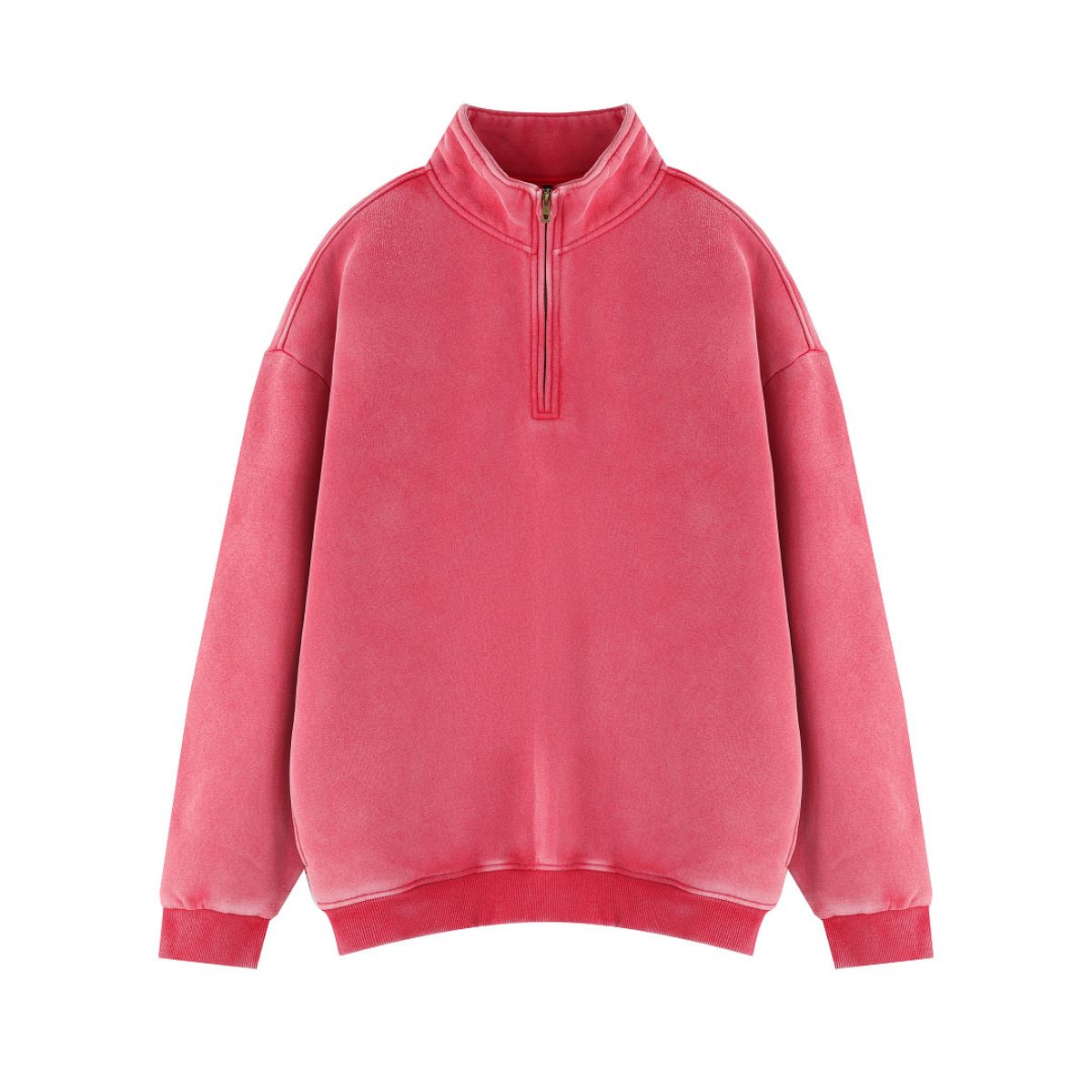 Heavyweight Washed Fleece Stand Collar Zip Sweatshirt
