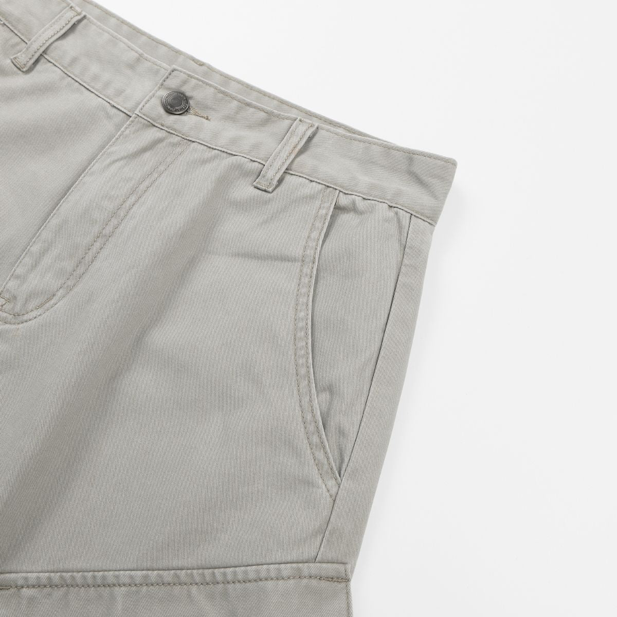 Deconstructed Curved Wide‑Leg Cargo Pants
