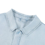 Cotton Washed Oversized Denim Collar Tee