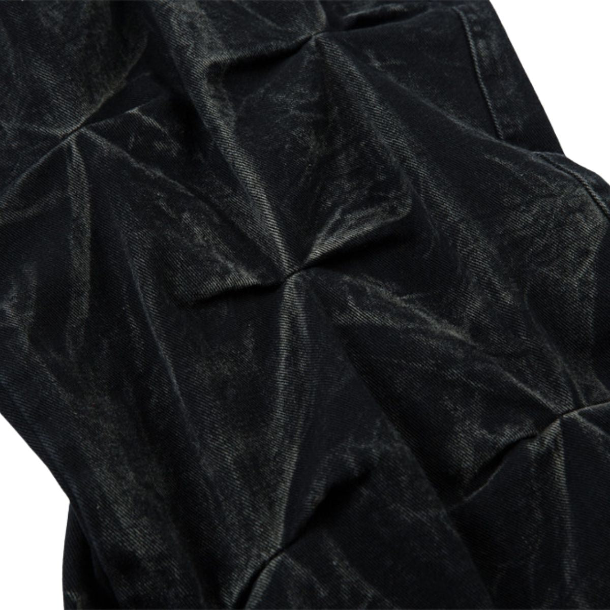 Men's Tie-Dye Denim Pants Heavy Pleated Distressed Loose Wide Leg