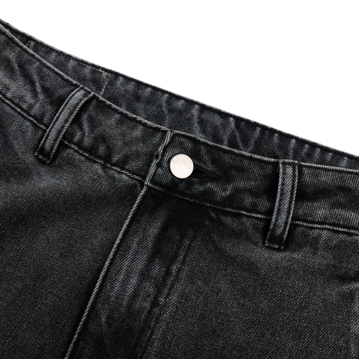 Gray Washed Workwear‑Style Wide‑Leg Jeans