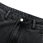 Gray Washed Workwear‑Style Wide‑Leg Jeans