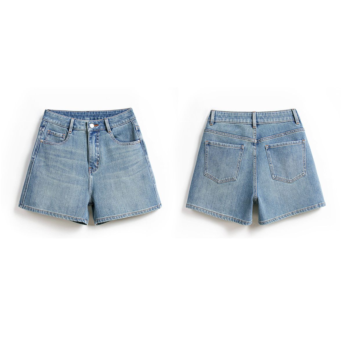 High-Rise Whisker Denim Shorts
