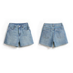 High-Rise Whisker Denim Shorts
