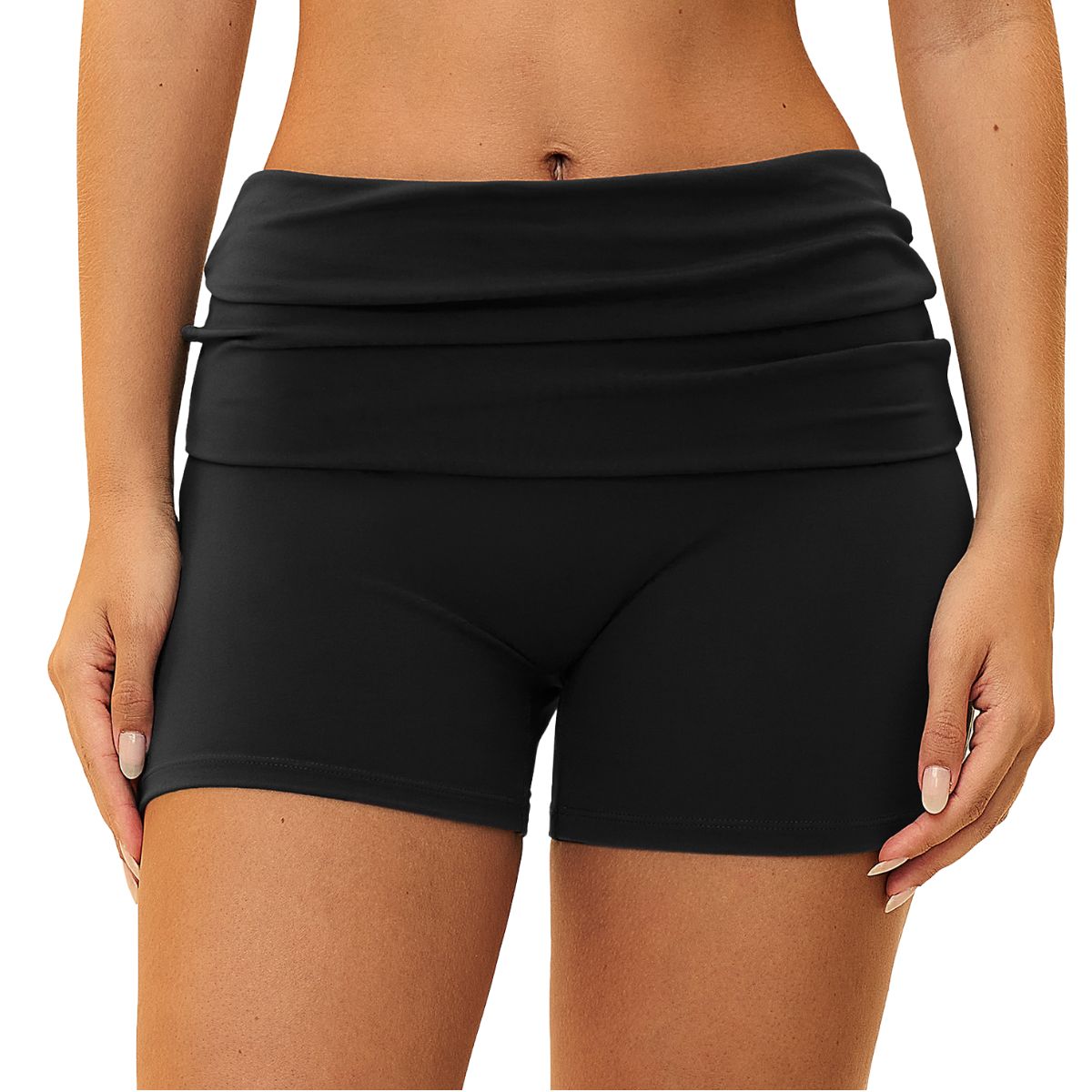 Folded Waistband Contoured‑Booty Elevated‑Feel Shorts