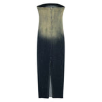 Falda vaquera con bordado de perlas y lavado vintage