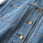 Classic Blue Sleeveless Denim Trucker Vest