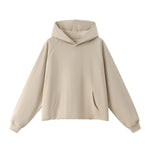 Boxy Raw‑Edge Distressed Hem Drop‑Shoulder Hoodie