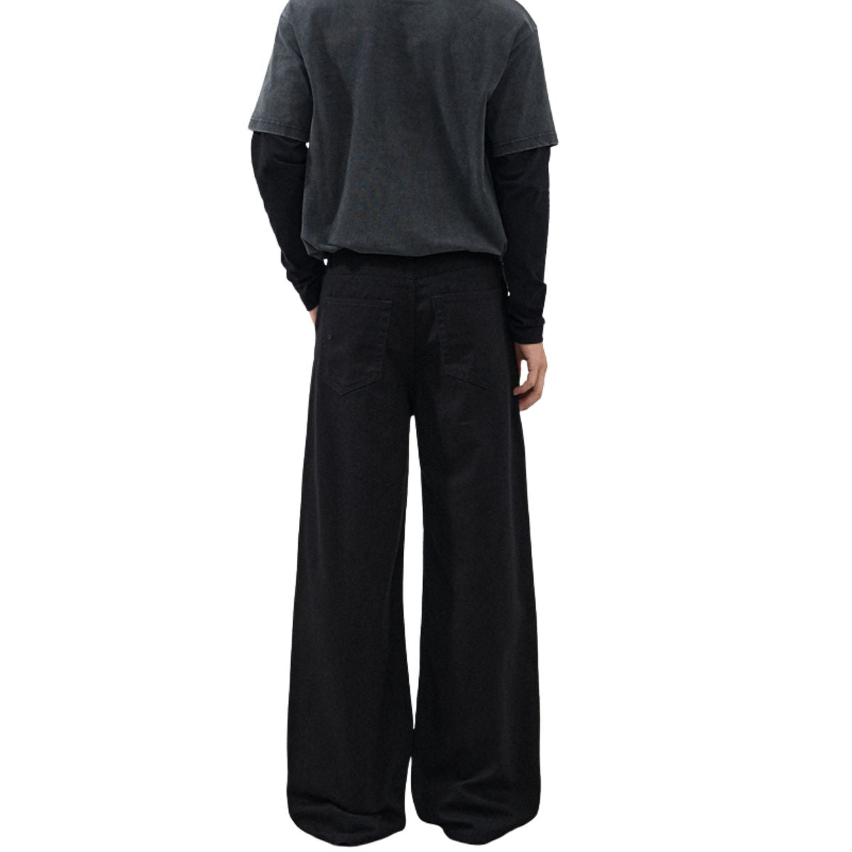 Button‑Fly Pleated Wide Leg Trousers