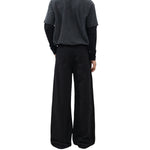 Button‑Fly Pleated Wide Leg Trousers